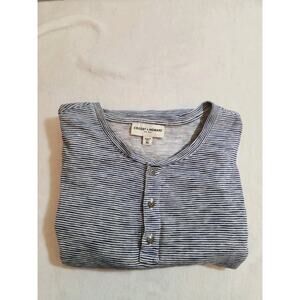 Crosby & Howard Henley Shirt Mens XL Blue Striped Long Sleeve Gorpcore Layer